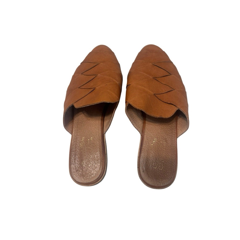 Seychelles Woven Leather Mules Women's Size 8.5 Cognac Brown Boho